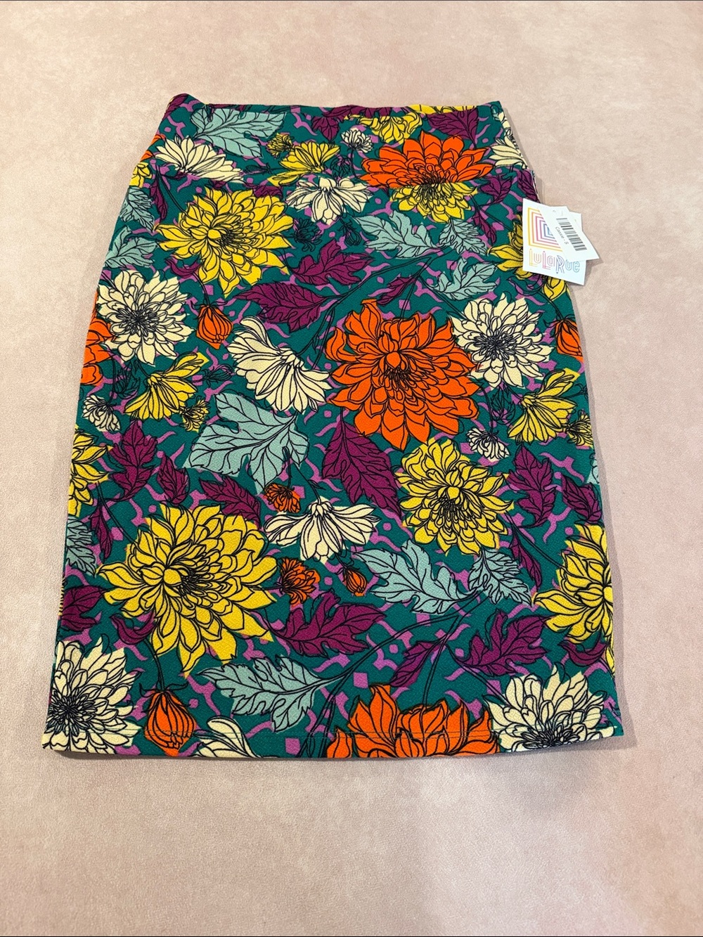 LulaRoe Cassie Floral Pencil Skirt in Teal Multi-Color • size small • NWT